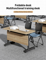 Mesas Plegables Apilables para Seminarios, Mesa para Sala de Lectura Escolar, Mesa de Escritura Móvil con Ruedas para Capacitación