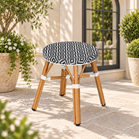 Tabouret de bistrot d'extérieur de style français, structure en aluminium, assise ronde en Teslin tissé, empilable, mobilier de café, restaurant, terrasse