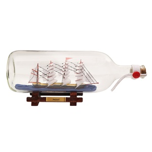 11'' Nautische ambachten Groot antiek cadeau Passat Hoogschip Gedetailleerd model schip <span class=keywords><strong>in</strong></span> de fles Souvenirs Cadeaus Decoratie Glazen vlotter - Product Image 1