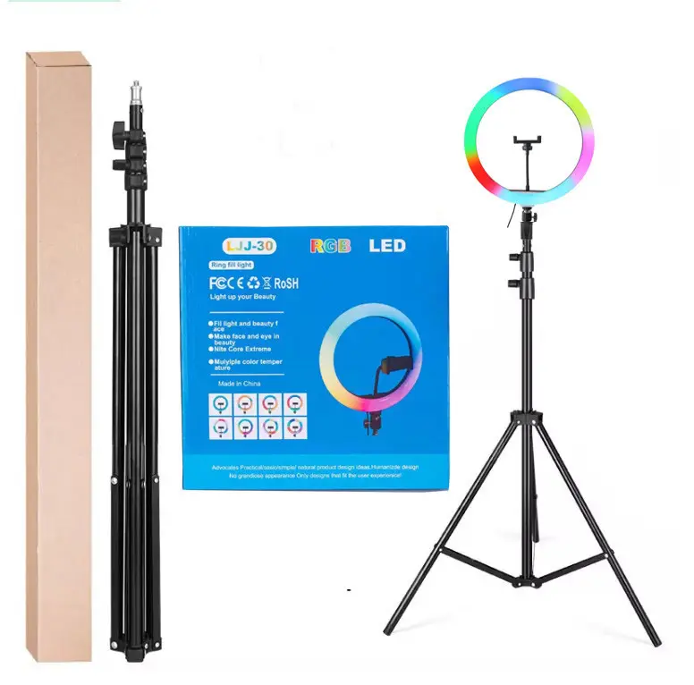 Hot 12 "RGB vòng ánh sáng Studio Kit với hiệu ứng đặc biệt bao gồm điện thoại gắn kết và 360 độ bóng Head Adapter