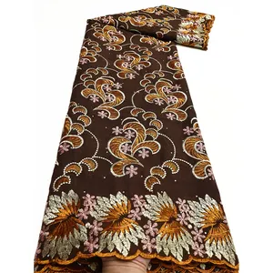 NI.AI New Arrivals Brown Color Cotton High Quality Swiss Voile Lace Fabric Dubai African Wedding Lace Fabrics