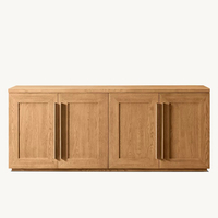Buffet/Credenza 4 portes en bois shaker anthracite moderne et élégant avec poignées noires pour salon et salle à manger, personnalisable OEM