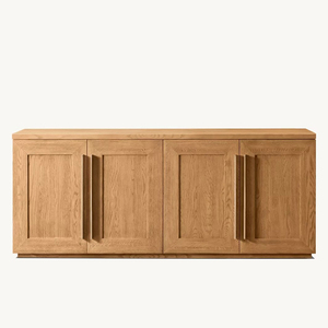 Buffet/Credenza 4 portes en bois shaker anthracite moderne et élégant avec poignées noires pour salon et salle à manger, personnalisable OEM - Product Image 5
