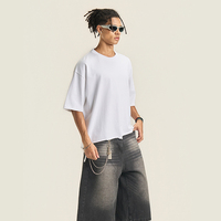 T-shirts oversize délavés à l'acide 350 GSM, T-shirt personnalisé avec logo, en coton à manches courtes, coupe carrée, style streetwear pour hommes