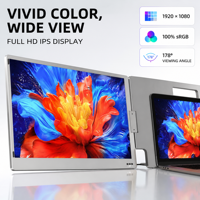 Moniteur portable 18,5 pouces FHD 1080P IPS pour extension d'écran d'ordinateur portable, double écran empilé USB-C pour bureau professionnel et affaires