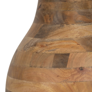 Mesa de Centro Redonda de Madera Rayada con Tapa de Vidrio y Base de Madera Sólida para Patio, Balcón y Uso en Exteriores - Product Image 6