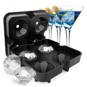 Moule à glaçons en silicone en forme de diamant à 4 compartiments, idéal pour les glaçons et les cubes de fruits – Nouveauté très demandée - Product Image 6