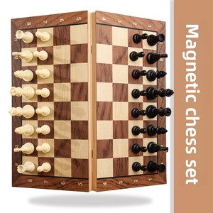 Scacchiera Magnetica Internazionale in Legno Massello di Alta Qualità, Pieghevole, con Pezzi Magnetici per <span class=keywords><strong>Principianti</strong></span> - Product Image 2