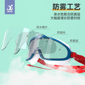 แว่นตาว่ายน้ำเด็ก Jiehu เลนส์ PC กรอบซิลิโคน กันน้ำ กันฝ้า ขนาดใหญ่ สำหรับเด็ก - Product Image 4