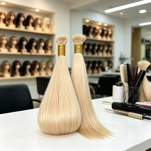 Extensiones de Cabello Humano Pre-Adheridas con Microperlas, 24 Pulgadas, Rubio 613, Doble Trama, Remy Indio, con Anillos Nano y Punta de Silicona, ¡Gran Oferta! - Product Image 1