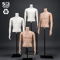 Mannequin masculin réaliste sans tête en PE incassable, couleur chair, pour présentation de vêtements pour hommes sur table
