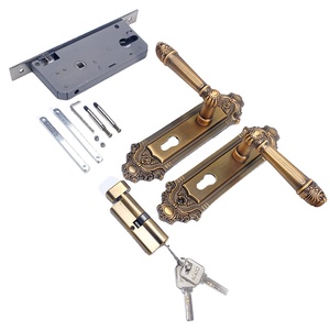 Nội thất sang trọng Ổ khóa cửa xử lý Bộ hợp kim kẽm gỗ cổ điển Pháp phong cách hiện đại cổ đồng thau thẳng đòn bẩy tay nắm cửa - Product Image 6