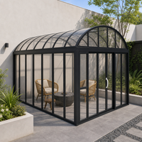 Véranda en verre mobile avec toit rétractable motorisé et porte coulissante pour patio, terrasse, jardin, salon