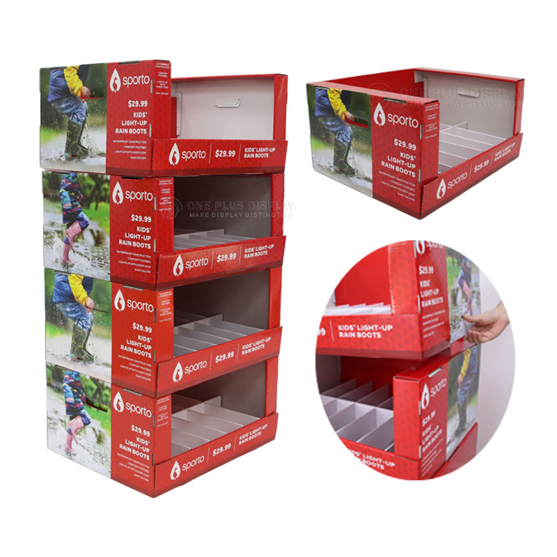 Custom Retail Store Pos Stackable PDQ Ready Tray Display Box Shelf Floor Cardboard Display Stand Display Racks for Shops
