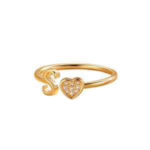 Heart Shaped Letter <b>Ring</b> With Zircon Pave Setting Women's Fashion Jewelry Gift <b>Open</b> Design - Product Image 5