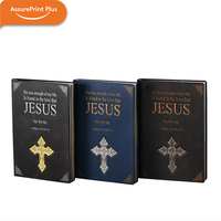 Carnet de prière personnalisé en similicuir avec logo chrétien, croix embossée, verset biblique, couverture rigide et reliure sans fil