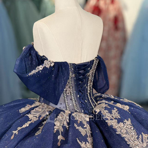 Dy5926 Magnifique robe de bal en mousseline de soie pour Quinceañera, robes de fête, appliques, taille naturelle scintillante, antistatique, 100% coton, maxi - Product Image 5