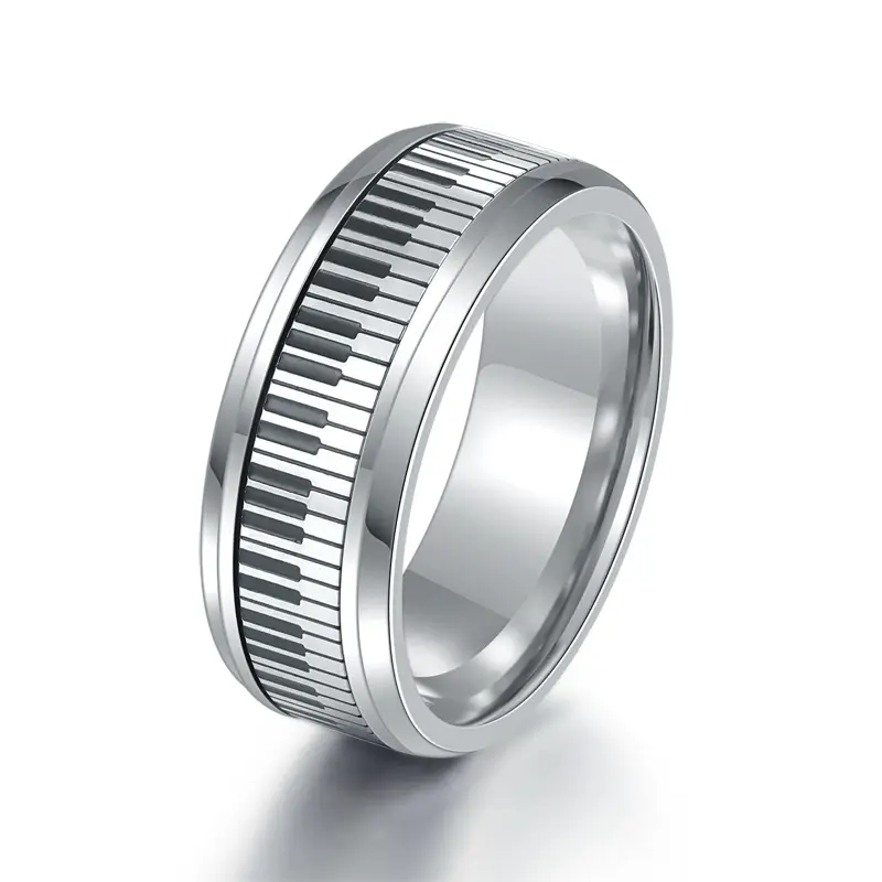 Anillos De Acero Inoxidable Para Mujer Rotatable Piano Ring Men Stainless Steel Band Stylish Spinner Band Music Ring
