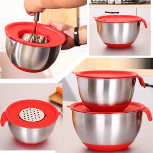 Tigelas para alimentos, tampas herméticas de silicone para armazenamento de alimentos de cozinha, tigela de mistura de salada com alça, fatiador - Product Image 3