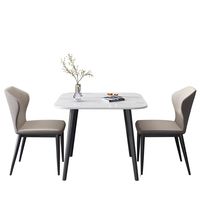 Ensemble de table à manger carrée moderne minimaliste de luxe léger avec chaises en dalle de roche pour petits espaces, mobilier de salon, MOQ 5