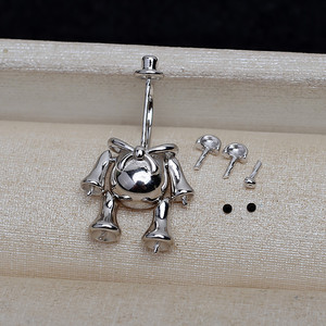 Colgante de Plata S925 Wenchi con Oso y Bandeja Vacía para Múltiples Perlas Barrocas, Accesorios de Joyería DIY de Moda para Mujer 14241 - Product Image 3