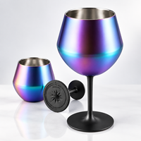2025 nouveau style 14oz 304 tasse à pied haut en acier inoxydable isolée pour les boissons chaudes et froides adaptées au verre à vin de café