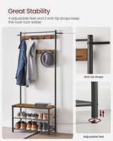 Porte-manteau, arbre de hall avec banc à chaussures pour entrée, porte-chaussures 3 en 1 pour meubles d'appoint autoportants à la maison