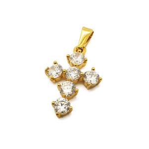 Pingente Crucifixo Clássico de Zircônia para Mulheres e Homens, Joias Cristãs com Pedra CZ, Colar com Pingente de Cruz em Aço Inoxidável Dourado - Product Image 1
