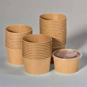 ODM/OEM Round Brown Biodegradable Eco-Friendly Take Away Salad Fast Kraft Paper Packaging Bowl - Product Image 1