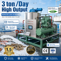 Machine à glace en flocons d'eau de mer commerciale de 3 tonnes, en acier inoxydable SS304, avec PLC, pour navires de pêche et ports de fruits de mer