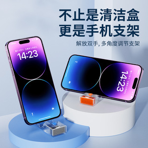 WMOI TEC MX9 Lápiz Limpiador de Auriculares 9 en 1, Limpiador Portátil para Teclado y Ordenador, Soporte de Escritorio de Plástico Naranja - Product Image 3