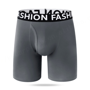 Bóxer de bambú de primera calidad, ropa interior con logotipo grande, venta al por mayor, calzoncillos bóxer de pierna larga transpirables con parte delantera abierta de tiro medio, Calzoncillos Bóxer personalizados para hombre - Product Image 3