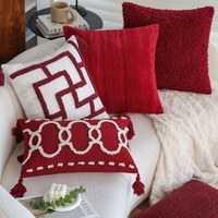 Housse de coussin de luxe légère en chenille rouge haut de gamme pour le Nouvel An, garnissage en plumes, soie et coton, pour salon, canapé, chambre à coucher