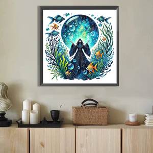 Kit de Pintura de Diamantes Creativo de 40*40CM, Decoración de Sala de Estar con Diseño de <span class=keywords><strong>Mago</strong></span> del Océano, Kit de Pintura de Diamantes Acrílicos Redondos Modernos - Product Image 3