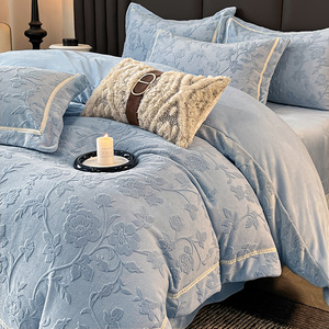 Ruban tissé à motif floral 3D rose, doux et chaud, bleu menthe, literie d'hiver <span class=keywords><strong>de</strong></span> luxe pour la maison et la chambre - Product Image 4