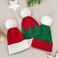 Topi Kupluk Rajut Argyle Natal Kustom Unisex Dewasa Set Merah Hijau 3 Buah Dapat Disesuaikan Vintage Hadiah Liburan Perjalanan