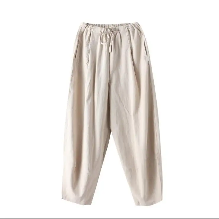 Venta al por mayor otoño invierno nuevo producto pantalones de lino de los hombres casuales linterna harén pantalones Yoga