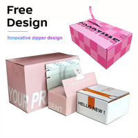 Boîte d'expédition en carton ondulé personnalisée avec logo, auto-adhésive, à fermeture éclair, avec bandes de déchirement, pour cadeaux
