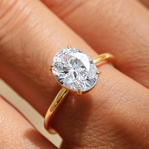 Ювелирные изделия из серебра 925 пробы с позолотой, кольцо с овальным муассанитом 5 карат VVS GRA в оправе «четыре лапки», роскошное обручальное кольцо для женщин - Product Image 3