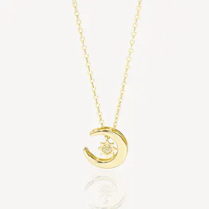 Персонализированное ожерелье с подвеской «сделай сам» в виде Луны и солнца, позолоченное ожерелье с подвеской