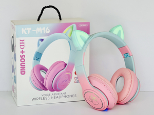 Vente directe d'écouteurs à oreilles de chat dégradées de KT-M16 écouteurs sans fil pour jeux vidéo, écouteurs et microphones - Product Image 4