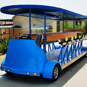 2024 ब्लू 14 सीटर बस कार बीयर बाइक इलेक्ट्रिक हाई चढ़ाई डिजाइन पेडल पब