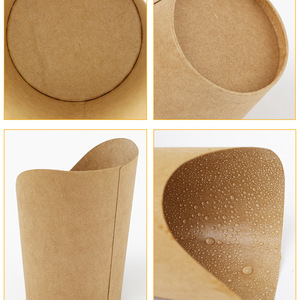 Vasos de papel kraft con boca inclinada laminados para papas fritas, nuggets de pollo, castañas confitadas, gofres de huevo; Caja de aperitivos para llevar, fritos - Product Image 4