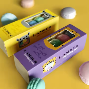 Vente en gros de boîte cadeau macaron à impression numérique boîte d'emballage personnalisée pain saucisse biscuit beignet café pop-corn biscuit magasin alimentaire - Product Image 5