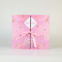 Boîte de calendrier de l'avent rose de luxe avec logo personnalisé, 24 jours de compte à rebours de Noël, boîte cadeau mystère avec tiroirs pour bijoux et bonbons