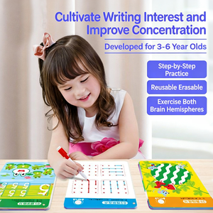 Libro di allenamento per il controllo della penna Montessori per bambini, carte educative per la scrittura, carte per tracciare, giocattoli per l'apprendimento cognitivo - Product Image 2