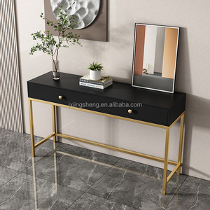 Meubles de salon pieds en métal doré table <span class=keywords><strong>console</strong></span> murale en bois blanc avec tiroirs - Product Image 3