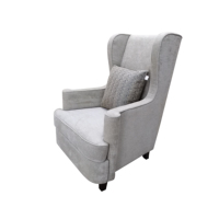 Fauteuils modernes en tissu gris avec cadre en bois, fauteuils d'appoint à dossier haut pour salon, usage hôtelier, pour la maison