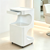 Chariot de rangement roulant polyvalent avec tiroir, chariot utilitaire mobile moderne blanc à 3 niveaux pour salon, spa, salle de bain et maison