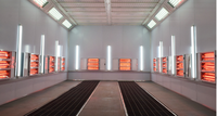 Cabine de peinture automobile extérieure à LED, chauffage électrique 36KW, 380V, four de cuisson 500, contrôle de température excellent, centrifugeuse